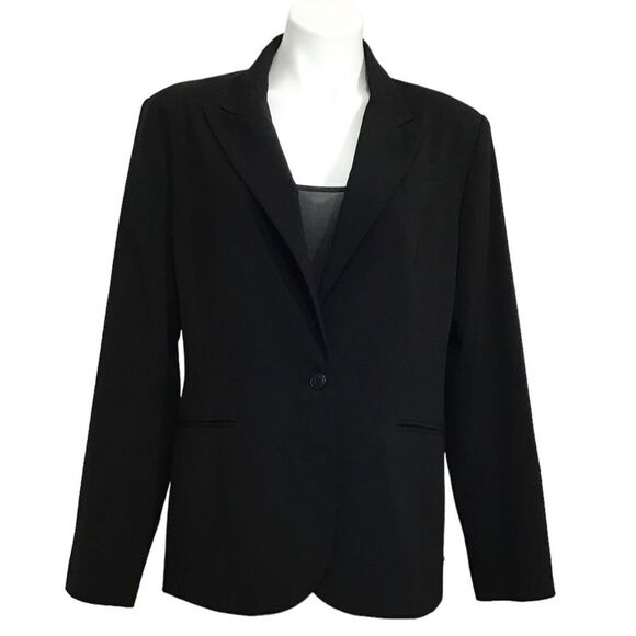 Norma Kamali Black One Button Blazer Size 18 - Picture 1 of 14